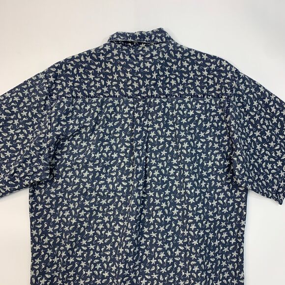 Vintage Bugle Boy Shirt Mens L Large Seahorse Starfish Sea Shell Button Down 90s - Picture 7 of 9